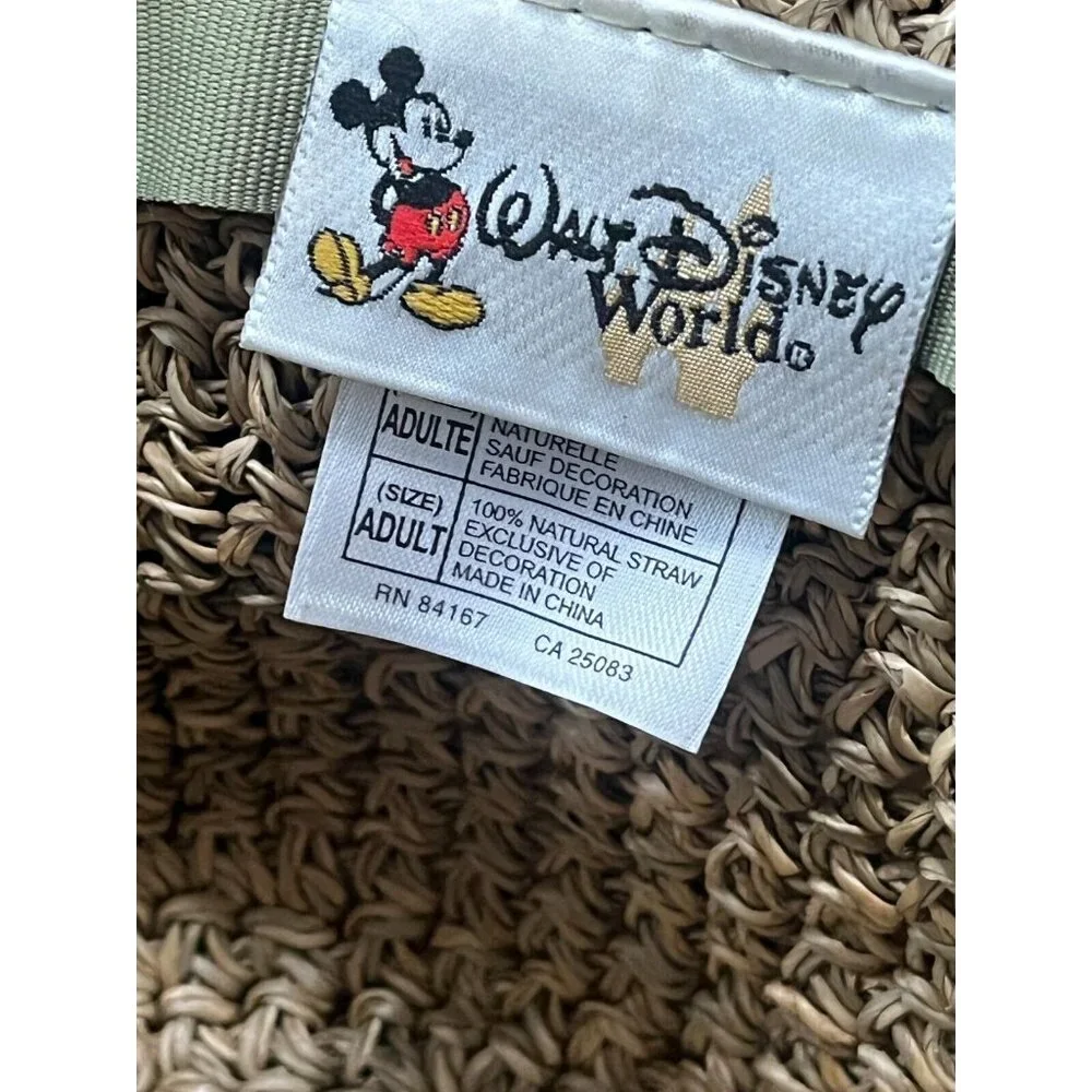 Walt Disney World Womens Straw Sun Hat Adult One Size Beige w/ Black Ribbon